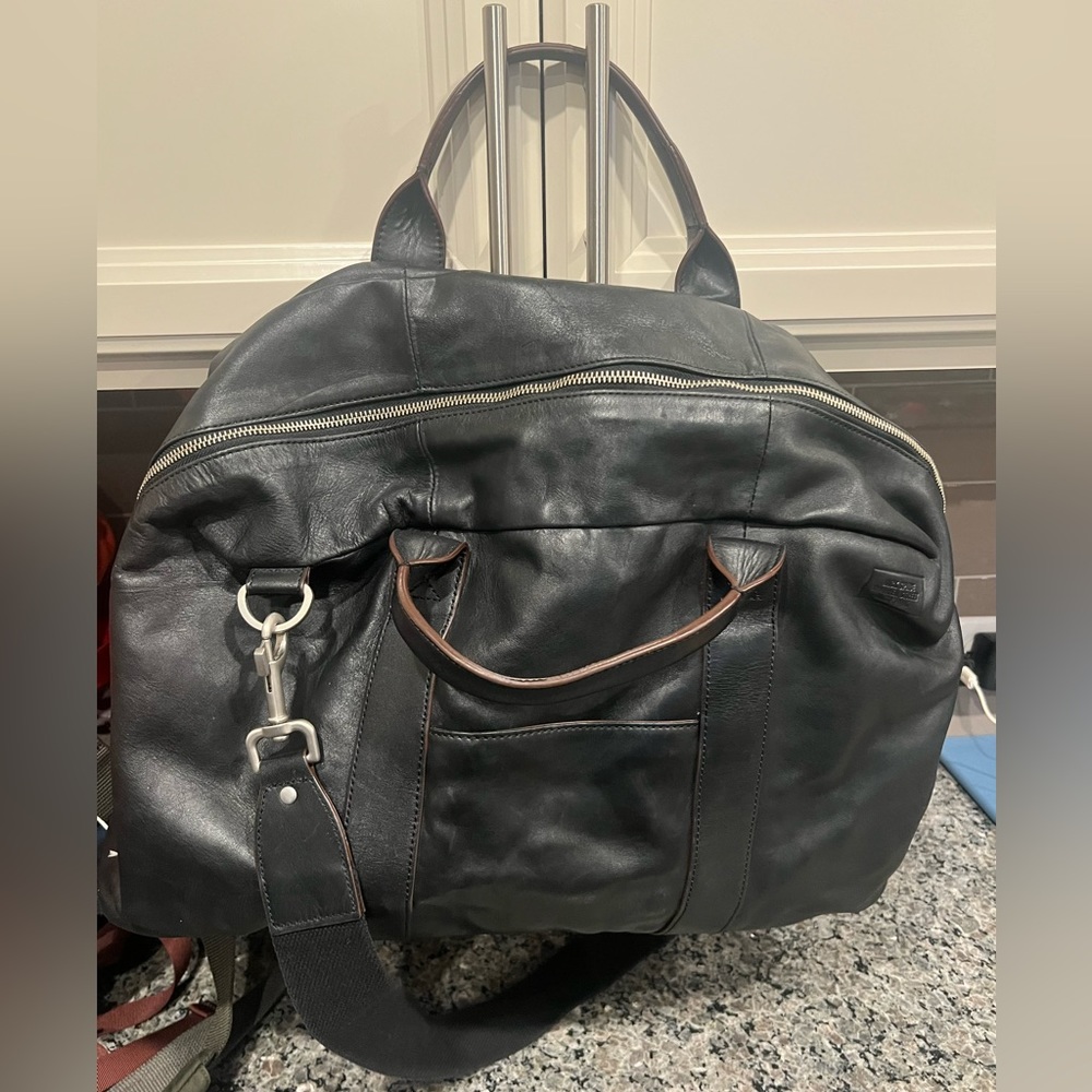 Jack Spade Warren Street New York Men’s Leather Black Duffel Bag Tote